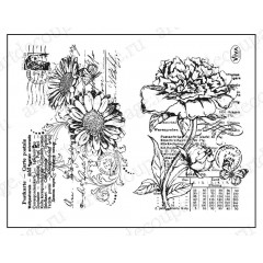 Штампы силиконовые Viva Decor Silikon Stempel D95 "Цветы на открытке" коллекция Винтажный коллаж