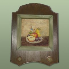 Заготовка вешалка с квадратной рамкой с 2 крючками, фанера, 21х27 см