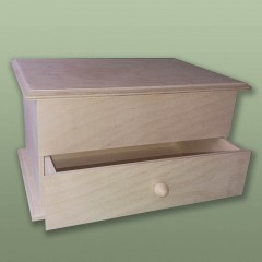 Заготовка шкатулка с ящиком ми 6 отделениями, 30х20х16 см, фанера, Россия