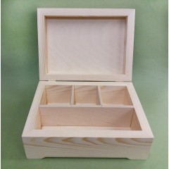 Заготовка шкатулка деревянная, 4 отделения, сосна, 23х17х9 см, Россия