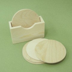 Подставки под горячее круглые в коробке из сосны, Россия