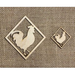 Плоская фигурка Петух в рамке, фанера, 10 см, Россия