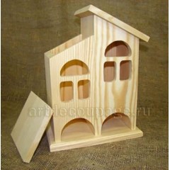 Заготовка чайный домик двойной с окошками, сосна, 20х13х27 см, Россия