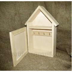 Заготовка ключница домик с дверцей, сосна, 18х7х31 см, Россия