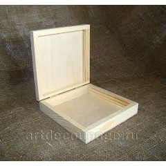 Заготовка шкатулка квадратная плоская, сосна, 15х15х4 см, Россия