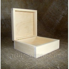 Заготовка шкатулка квадратная средняя, сосна, 15х15х6 см, Россия