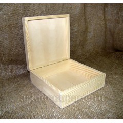 Заготовка шкатулка квадратная большая, сосна, 18х18х6 см, Россия