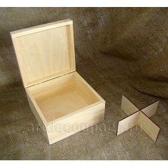Заготовка шкатулка для чайных пакетиков, сосна, 18х18х9,5 см, Россия