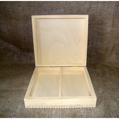 Заготовка шкатулка купюрница двойная из сосны, 18х18х4,5 см, Россия