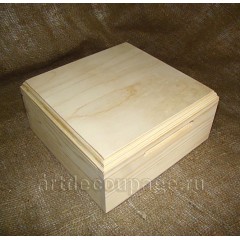 Заготовка шкатулка квадратная из сосны, 21,5х21,5х10,5 см, Россия