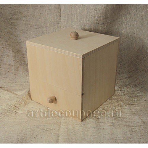Заготовка комодик со съемной крышкой, фанера, 17x17x17 см, Россия