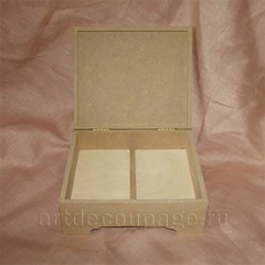 Заготовка шкатулка на ножках с двумя отделениями, МДФ, 16х14х5,5 см, Россия