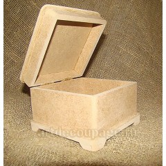 Заготовка шкатулка квадратная с накладкой, МДФ, 12,7х12,7х7,5 см, Россия