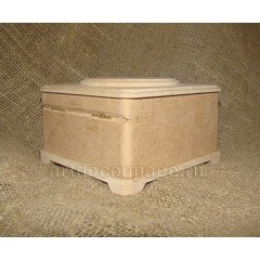 Заготовка шкатулка квадратная с накладкой, МДФ, 12,7х12,7х7,5 см, Россия