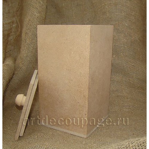 Заготовка коробка большая с крышкой, МДФ, 10х10х19 см, Россия