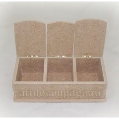 Заготовка шкатулка с тремя ящичками МДФ 9,5х19,5х6 см, Россия