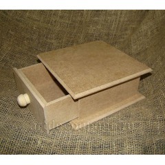 Заготовка шкатулка с выдвижным ящиком, МДФ, 17х17х7,5 см, Россия