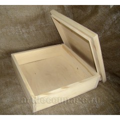 Заготовка коробка со съемной крышкой большая, сосна, 33х33х10 см, Россия