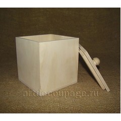 Заготовка коробка для сыпучих продуктов с крышкой, фанера, 10х10х11 см, Россия