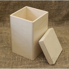 Заготовка коробка со съемной крышкой, фанера, 11х11х20 см, Россия