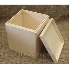 Заготовка короб со съемной крышкой большая, фанера, 18х18х20 см, Россия