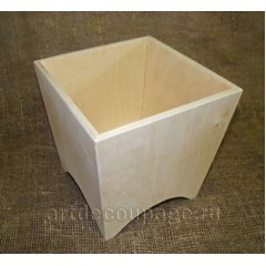 Заготовка кашпо на ножках, фанера, 18х18х18 см, Россия