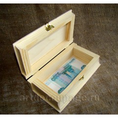 Заготовка шкатулка книжка, сосна, 13х22,5х6 см, Россия