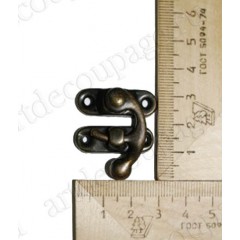 Замок крючок 2,2х1,8 см, цвет античная бронза