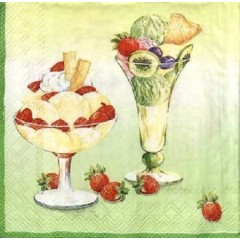 Салфетка для декупажа, S0296, "Десерт, салатовый фон", 25х25 см, Германия