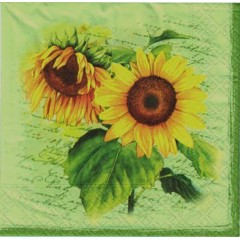 Салфетка для декупажа M74167 "Подсолнухи на зеленом", 33х33 см, Австрия