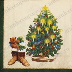 Салфетка для декупажа MF2398860 "Санта и новогодняя ёлка", 25х25 см, Германия