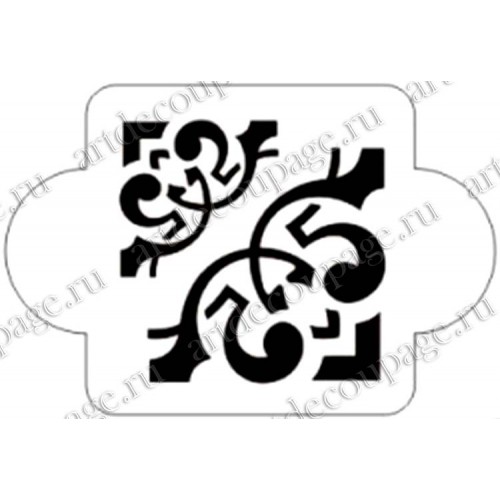 Трафарет для росписи EDMD033 Уголки, орнамент 3, 10х10 см, Трафарет-Дизайн
