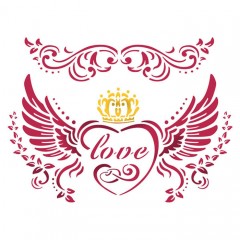 Трафарет пластиковый для росписи KSD273 "Love with wings", 15х20 см, Stamperia (Италия)