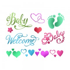 Трафарет пластиковый для росписи KSD295 "Baby Welcome", 15х20 см, Stamperia (Италия)