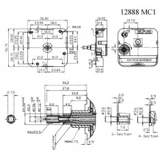Часовой кварцевый механизм 12888SMC усиленный, ось 23 мм, Young Town (Гонконг)