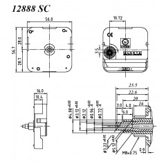 Часовой кварцевый механизм, ось 23 мм, Young Town (Гонконг)
