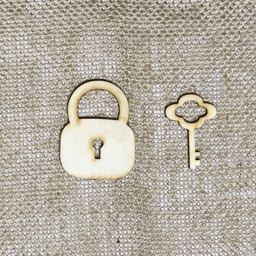 Декоративные плоские фигурки из фанеры "Замочек и ключик", 5 см