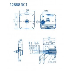 Часовой кварцевый механизм, ось 17 мм, Young Town (Гонконг)