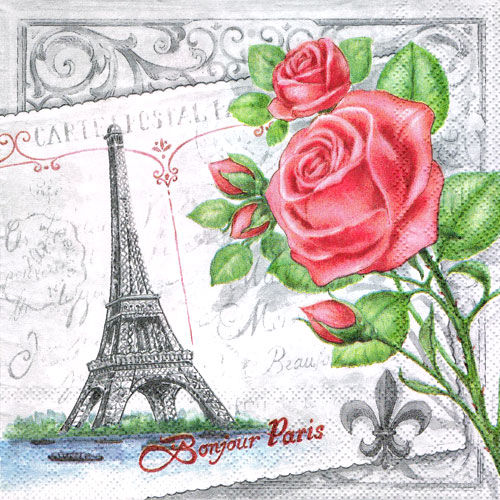Салфетка для декупажа Париж и розы