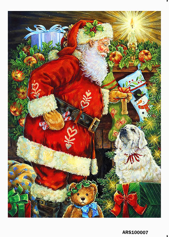 рисовая бумага для декупажа Новогодняя собака и Санта