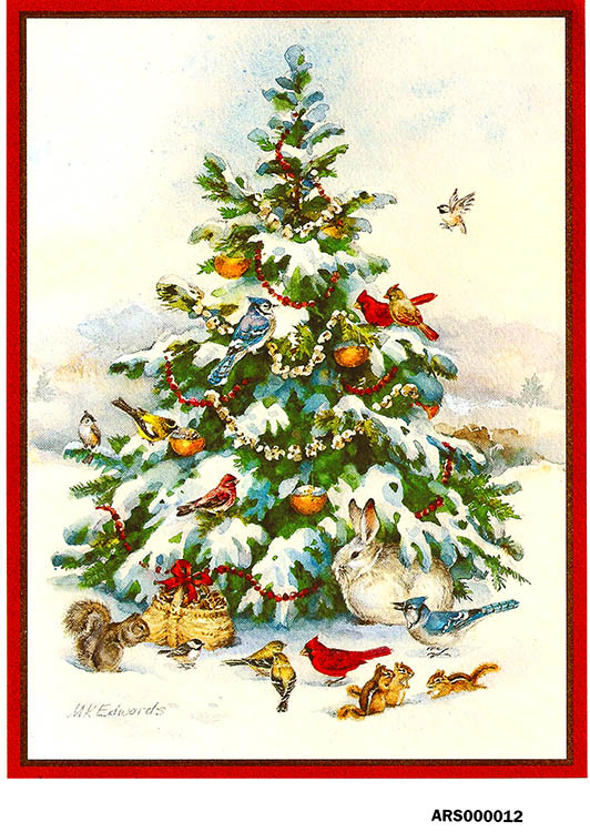 рисовая бумага для декупажа Новогодняя елка и  птицы