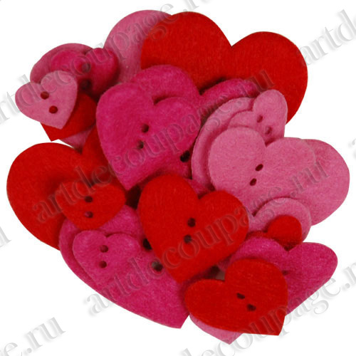 Пуговицы декоративные "Сердечки" из войлока, Blumenthal Lansing 