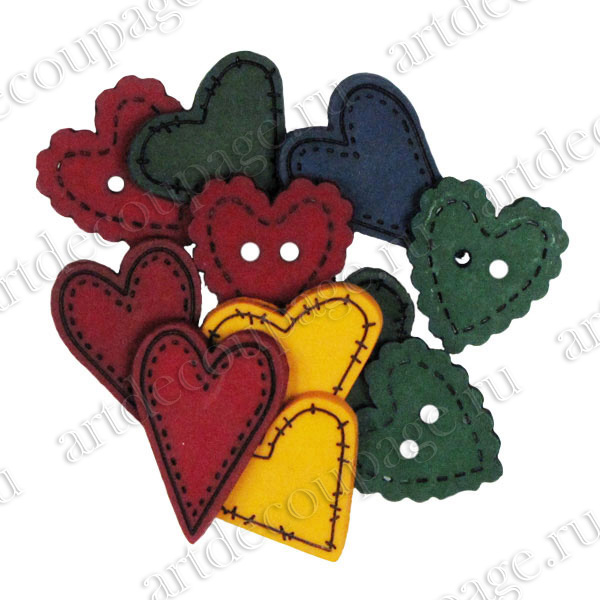 Декоративные пуговицы Сердца в стиле кантри, Blumenthal Lansing, купить - магазин АртДекупаж