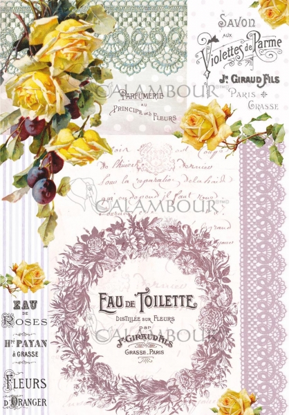 Рисовая бумага для декупажа Calambour TCR 14 Парфим и розы