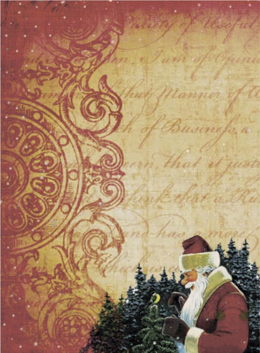 Рисовая новогодняя бумага для декупажа Дед мороз и птичка Craft Premier