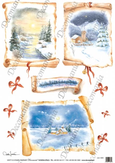 Рисовая новогодняя бумага для декупажа Decomania 5202 "Новогодние пейзажи", купить