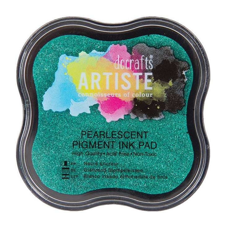 Штемпельная подушка пигментная Pigment Ink Pad зеленый перламутр