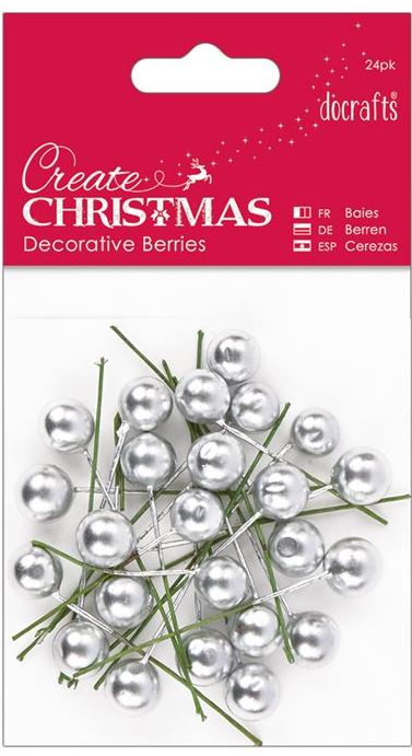Декоративные элементы для скрапбукинга новогодние "Серебристые ягоды", Create Christmas