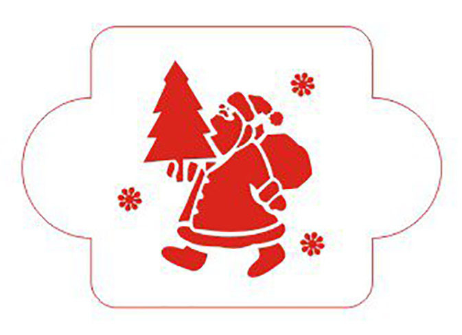 Новогоднийе трафарет Дед Мороз с елкой