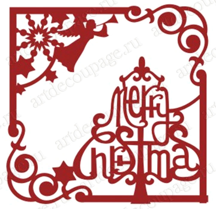 Трафарет новогодний обратный маска Рамка Merry Christmas, Трафарет-Дизайн
